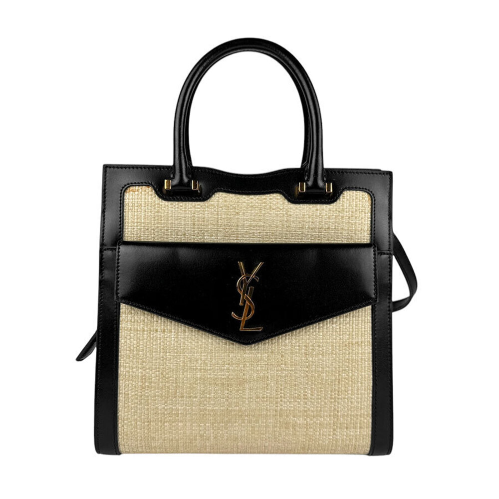 Saint Laurent Uptown 2way Shoulder Bag Leather Canvas Black x